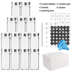 Eco-Friendly Stainless Steel Spice Jar Set with Glass Containers and Shakers (13pcs 4oz jars set)