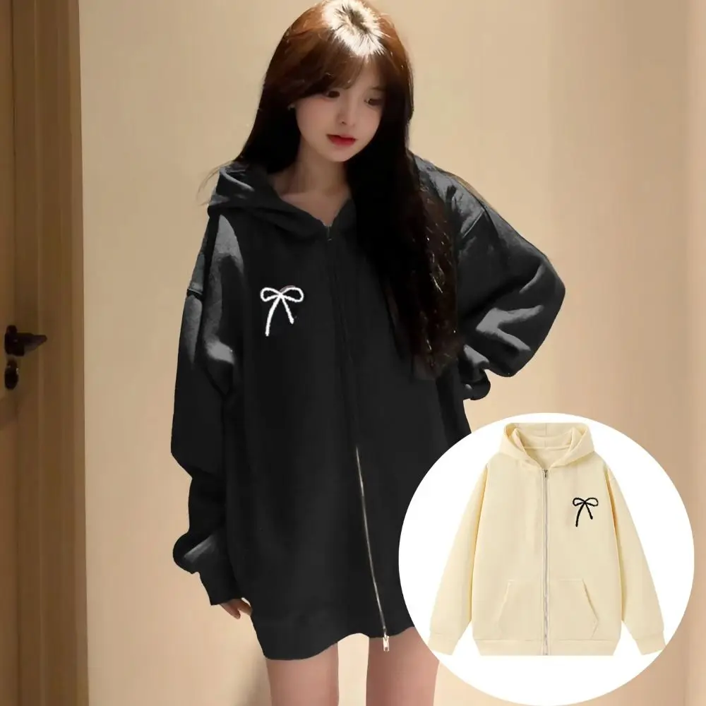 Personality Sweet Bow Girl Bowknot Hoodie Child Long Sleeve Teens Autumn Hoodie Coat Loose Y2k Coat Girls Autumn Winter