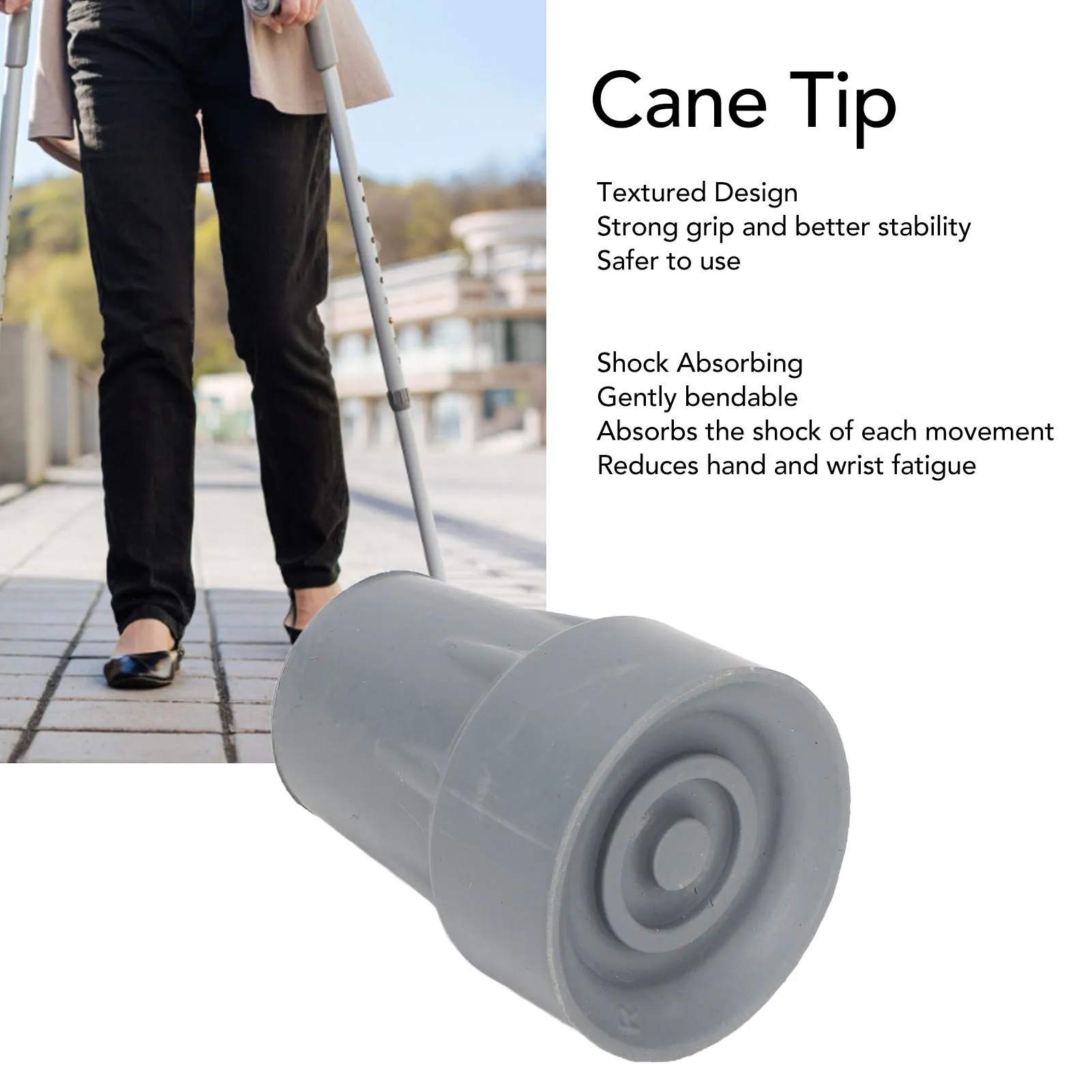 Cane Tip Pad Rubber Accessories Prevent Slip Shock Absorbing Heavy Duty Replacement walking cane walking stick attachment 2pcs 22mm