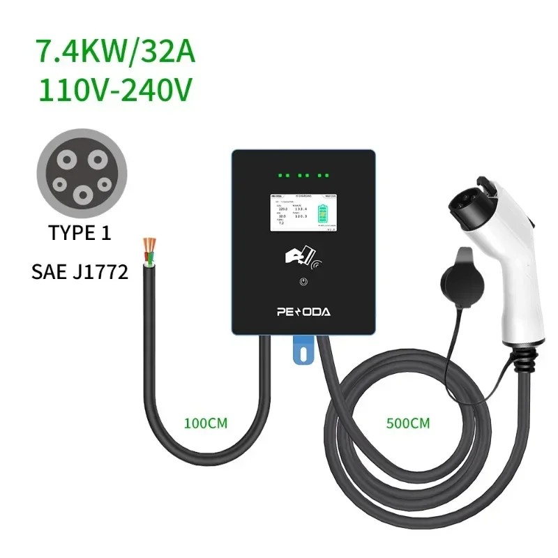 Penoda Factory Oem Odm Ev Dc Fast Charger 7 Kw 230V 32A Stazioni Di Ricarica Per Auto Elettriche 7Kw Wallbox Ev Charger