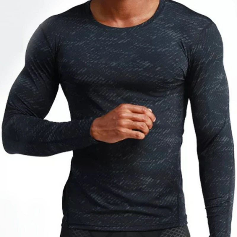 

LU Gym Shirts Men Long Sleeve Workout Quick Drying Running Sports Tops Fitness Training Jogging Compression Shirt Sportwear