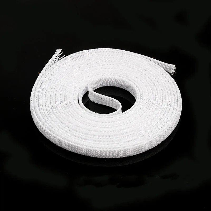 Cable Sleeve Protective Sleeve PET Braid Sleeves 1/5/10/20M Insulated Braid Sleeving White Tight PET Wire Gland Cable Protection Expandable Cable Sleeve Retardant Nylon Tube