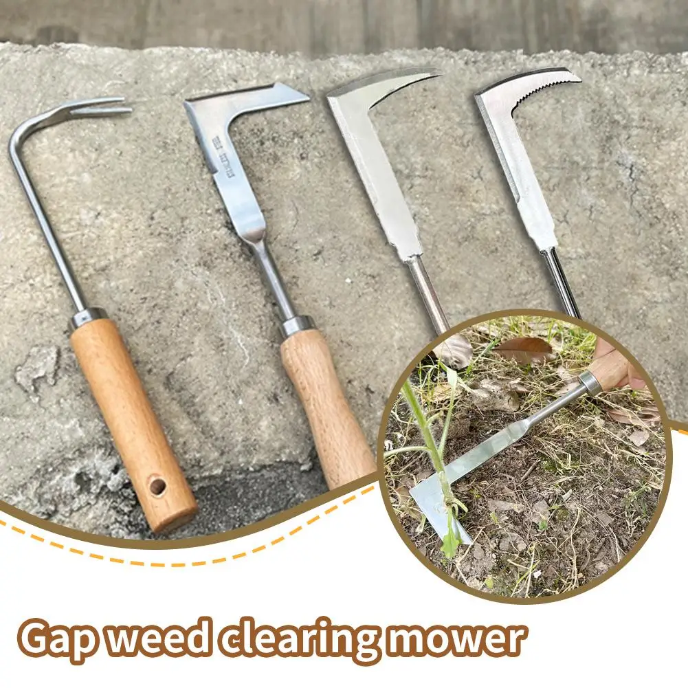 Stainless Steel Manual Lawn Mower L-Shaped Weeding Sickle For Lawn Patio Garden Crack Weeder Crevice Weeding Tool Z2T9