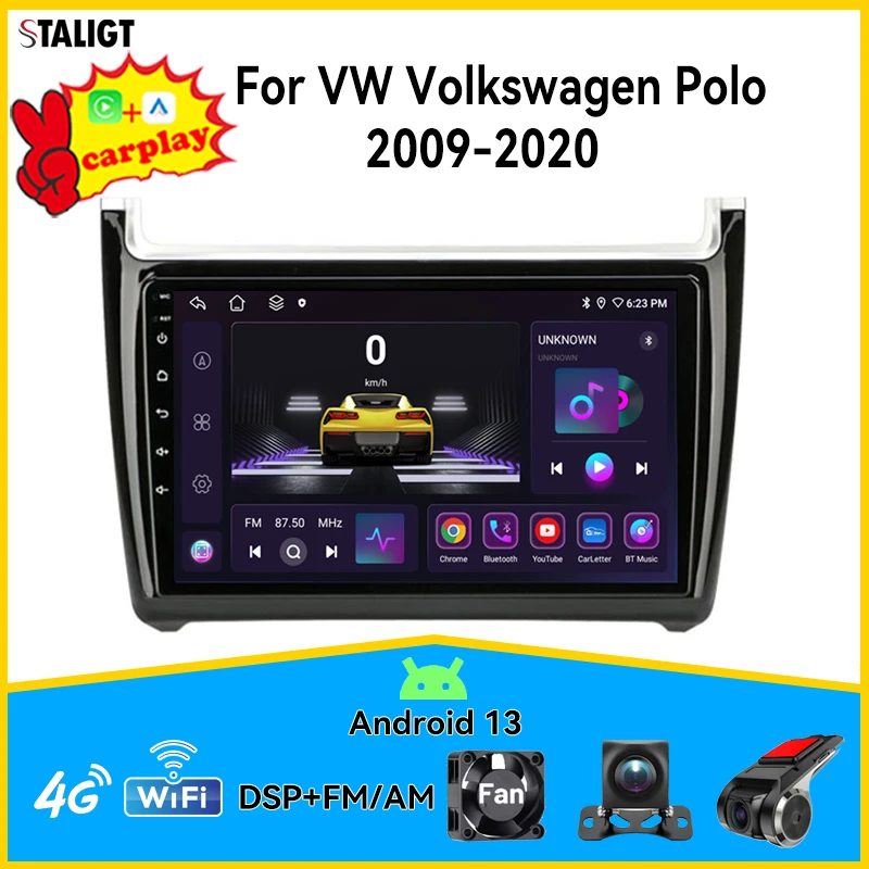Carplay Android Auto Wireless Dsp Autoradio Dsp Autoradio Per Vw Volkswagen Polo 2009-2020 Lettore Multimediale Video Automobilistico