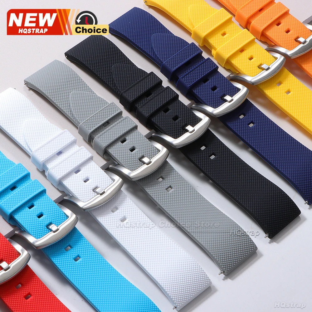 Silver Black Clasp Waterproof Sports Silicone Watch Band