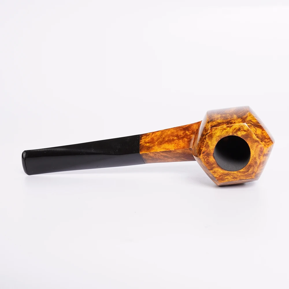 MUXIANG-Pipe à tabac en bois de bruyère à poignée droite, tuyau en caoutchouc vulcanisé fait à la main, bol en étoile à six branches, canal de tuyau de 3mm