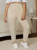 CUHAKCI European and American Fashion Solid Color Bottom Pants Plus Size High Elastic Casual Simple Sports Crop Pants - Image 4