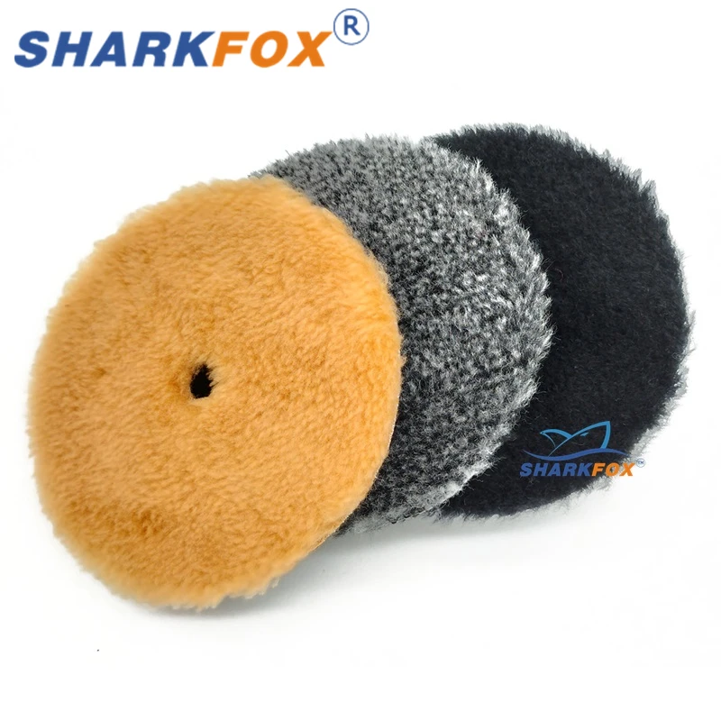 Sharkfox 5/6Inch Wool Car Polishing Pad High Density Lamb Woollen Polish Buffing Pad Wool Polishing Pad for Car Detail Polishing 6