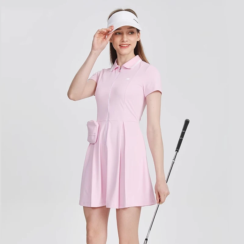 AW Golf Women's Short-sleeved Dress New Spring Summer Sports Short Skirt French Style Ladies Tennis Knee-high Dresses