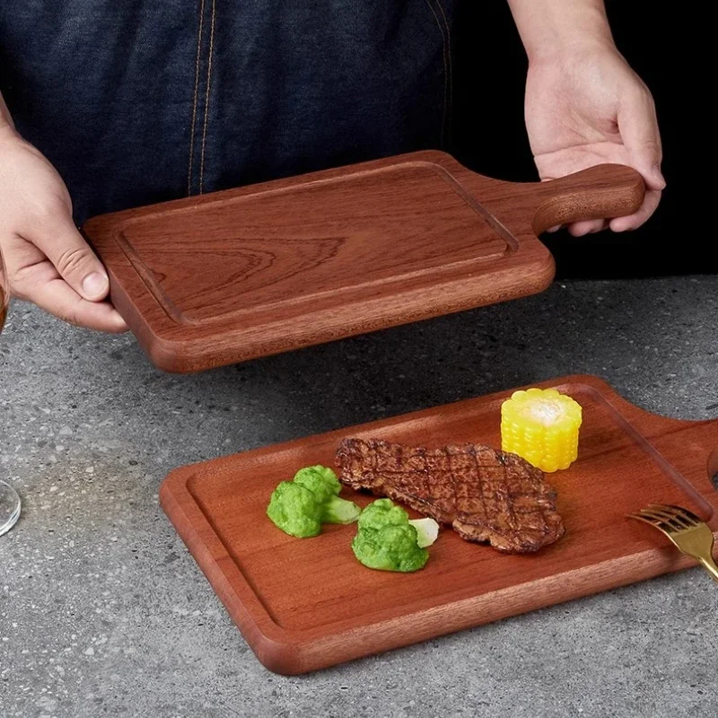 Ebony wood cutting board walnut wood steak plate wooden dinner plate pizza tray party special bread restaurant supplies