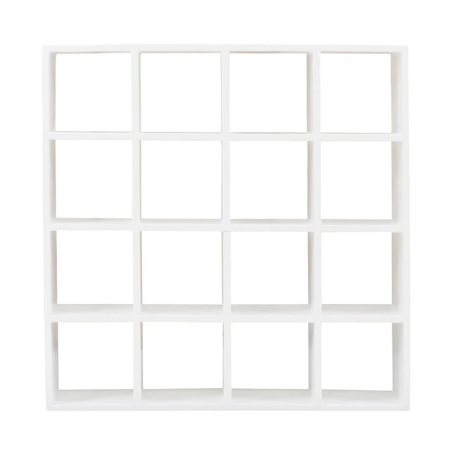 Miniatűr Fa Tároló Állvány 16 Rács 1: 12 Babahouse Polcok Displise Wall Rack Könyvespolc Baba Ház Dekoráció Babaház Bútorok - Image 2