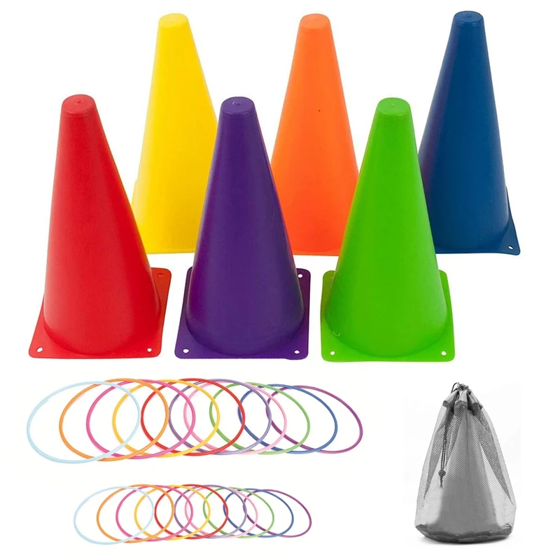 26 Pcs Plastic Cones Ring Toss Combo Set Outdoor Carnival Games For Kids Adults Birthday Party Throwing Backyard Games small presents wedding party favors craft paper petal cones choc flower bouquet dried rose petals confetti little gifts