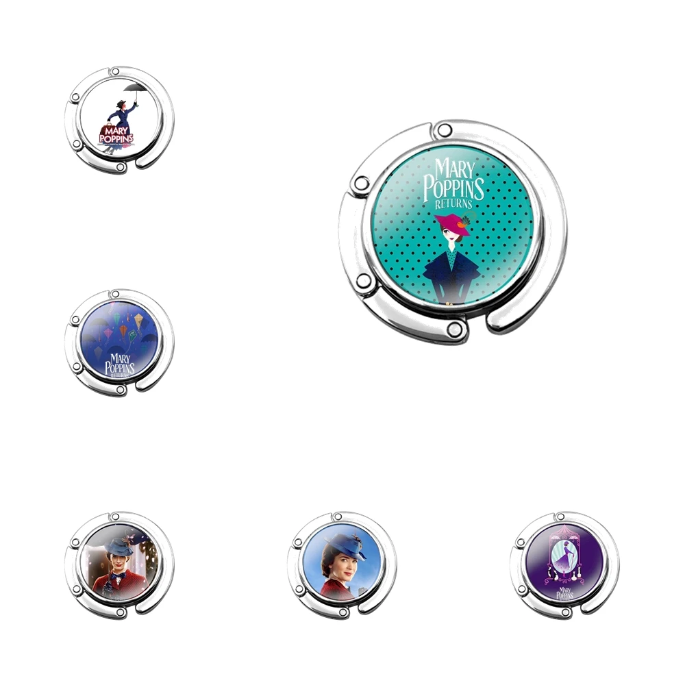 

Foldable Purse Hook for Women's Table Handbag Storage Folding Decor Table Hook Fashion Design Creative Cartoon Mary Poppins