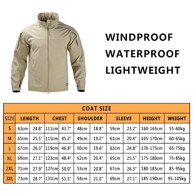 Men SoftShell Jacket Casual Airsoft Tactical Jackets Waterproof Windproof Hooded Coat Outdoor Hiking Softair Men Clothing 2