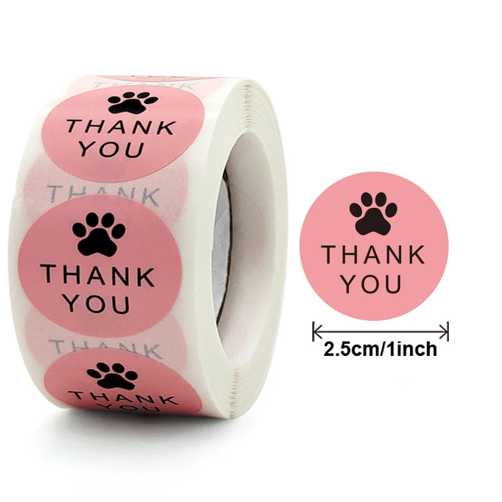 Dog Paw Print Thank You Label Stickers – Perfect for Shipping, Mailing, and Gift Decoration