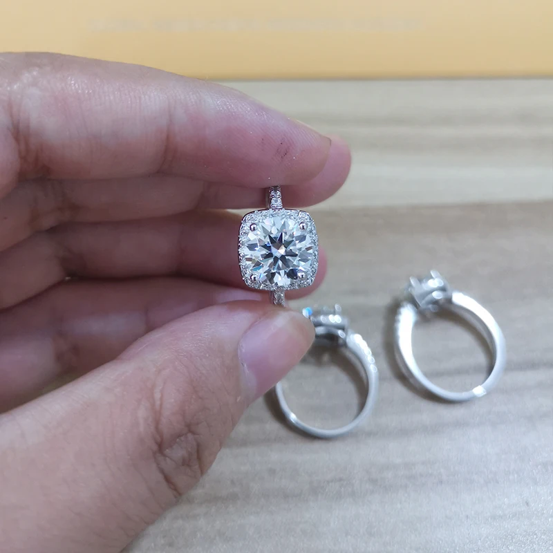 anillo de diamantes Moissanita certificado de alta calidad Anillo de compromiso de diamantes ARIA 0.5ct anillo de aniversario anillo de promesa Joyería Anillos Solitarios anillo de compromiso de oro 
