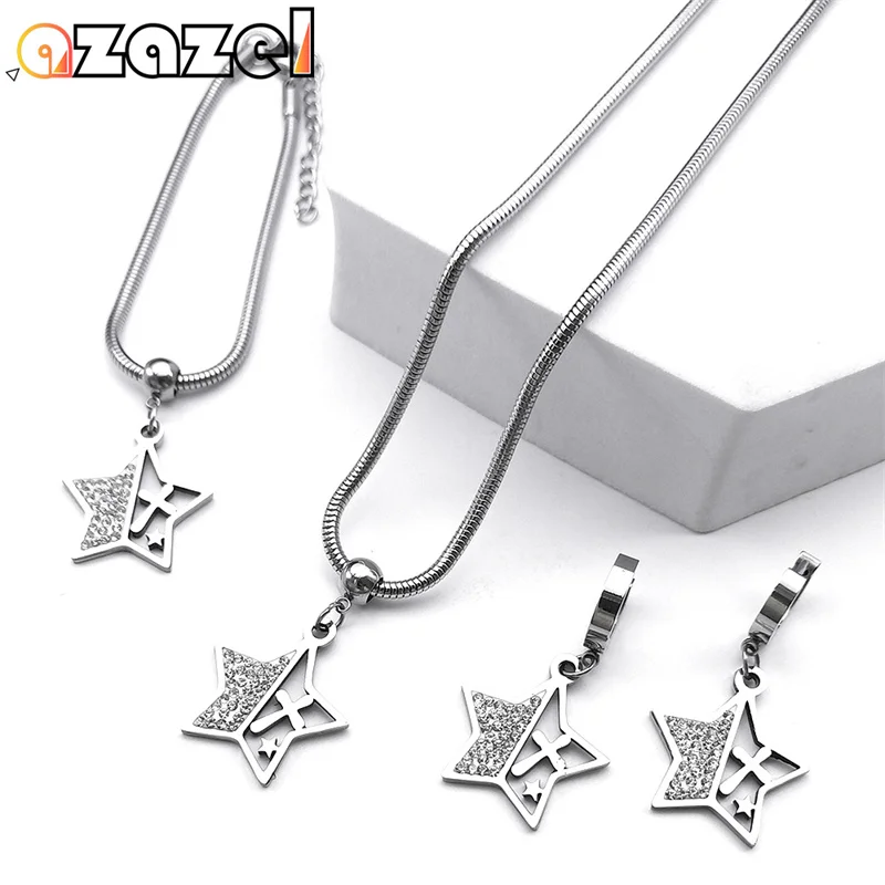 Ювелирный Комплект из колье и серёг, из нержавеющей стали