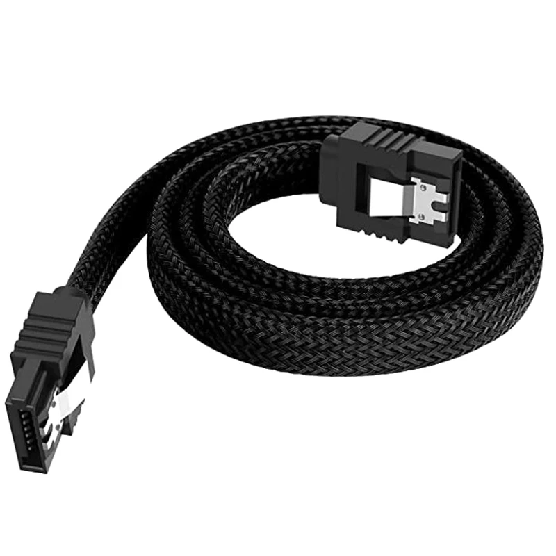 【C】SATA 3.0 III SATA3 7핀 데이터 케이블 6Gb/S SSD 케이블 HDD 하드 디스크 드라이브 코드 라인(나일론 프리미엄 슬리브 포함)
