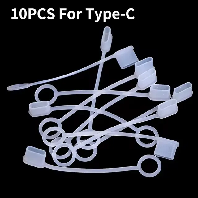 Transparent Type-C Charging Port Dustproof Protector with Anti-Loss Rope