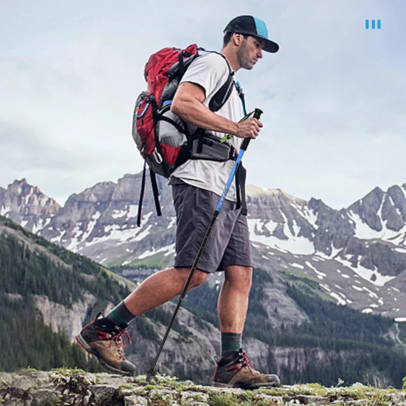 1PCS Ultralight Folding Multifunction Trekking Pole Portable Anti Shock Alpenstock Snow Walking Stick Outdoor Climbing Hiking 2