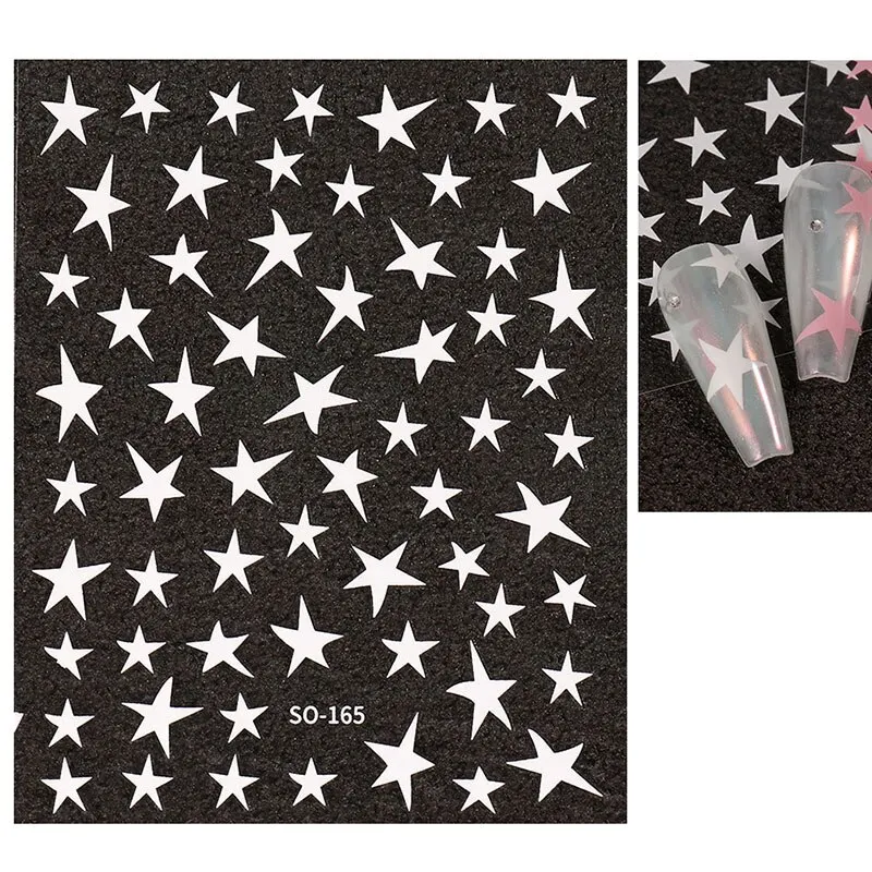 Mix 7 Colourful Stars Nails Stickers Irregular Pentagram Decals Laser Shiny Decor Self-adhesive Decals DIY Manicure Foils Wraps