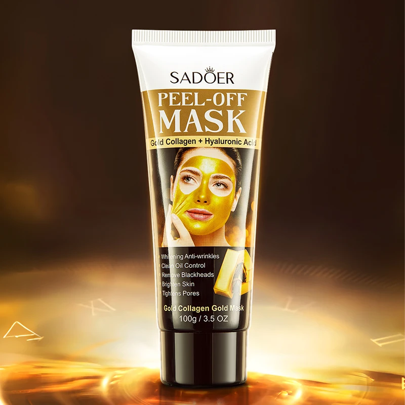 SADOER Gold Collagen  Hyaluronic Acid Masks Tearing Blackhead Removal Deep Cleaning Firming Tear Off Facial Mask Skin Care