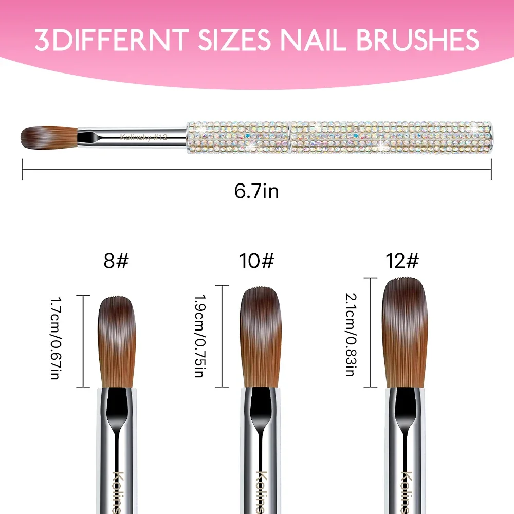 1pc Size#8-#18 Diamond Nail Kolinsky Brush,Acrylic Powder Nail Brush 3