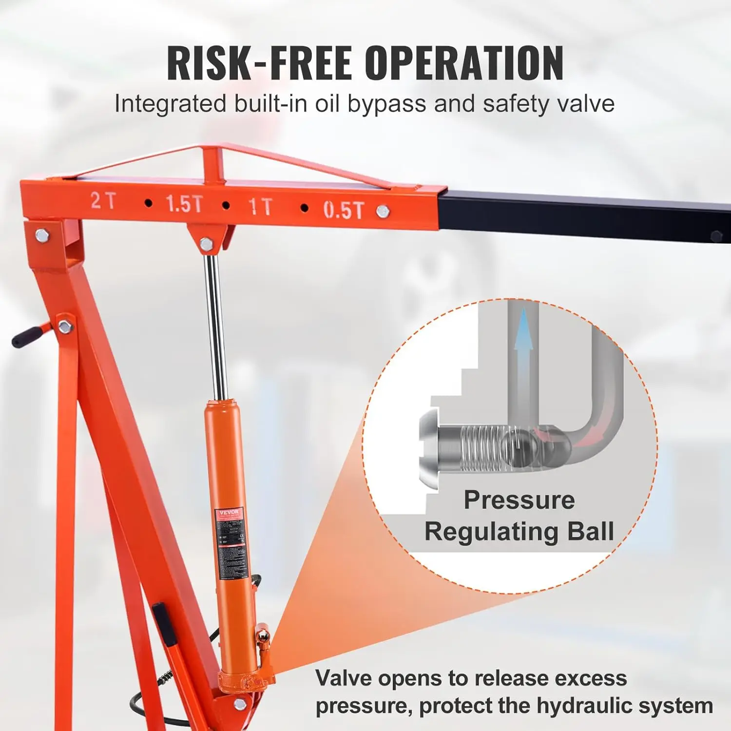 Long Ram Jack, 8 Ton Engine Hoist Cylinder with Air Pump and Single Piston Pump, Hydraulic Ram Cylinder Clevis B 6