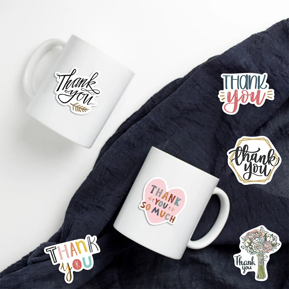 50pcs Inspirational "Thank You" Stickers for Luggage Laptops Decorating Waterproof Stickers