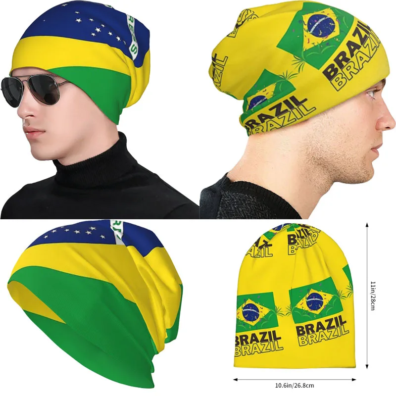 

Brazil Flag Bonnet Hats Men's and Women's Fashionable Knitting BRAZIL Skullies Beanies Caps