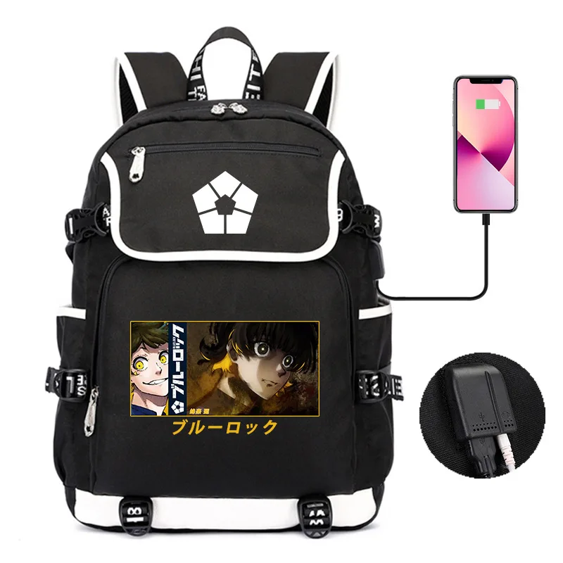 

Anime Blue Lock Backpack Bag Kids School Book Students Outdoor Shoulder Bag Rucksack Laptop Computer Mochila USB Port