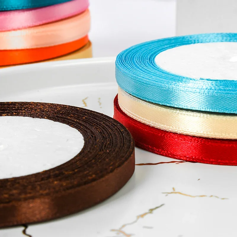 Satin Ribbons Ribbon Decoration Ribbon Supplies Wrapping Ribbon Satin Ribbon 25yards/roll 6mm Satin Ribbon DIY Handmade Crafts Material Wedding Birthday Party Gift Box Wrapping Baking Accessories