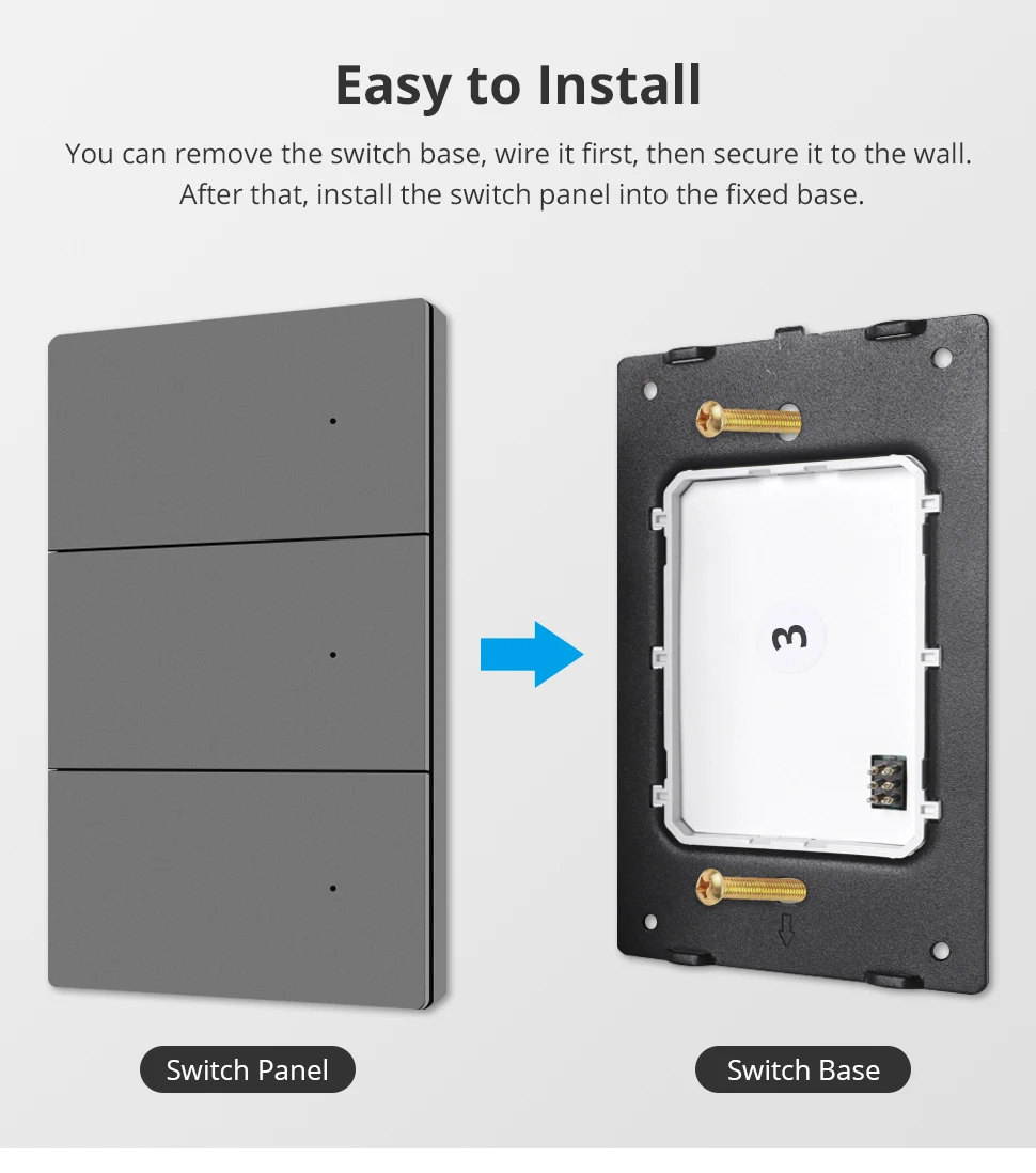 Matter WiFi Smart Wall Light Switch 1 2 3 4 Gangs with Aluminum Alloy Panel Work