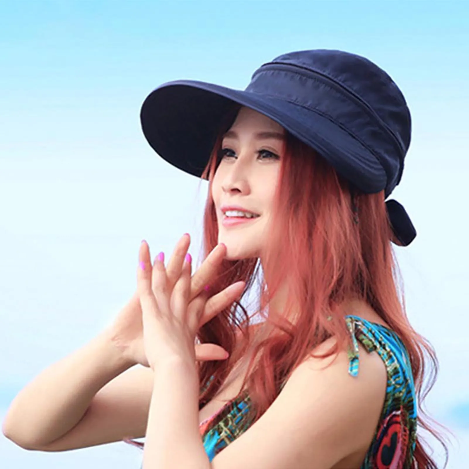 Women Bowknot Big Visor Cap Outdoor Beach Sun Design Hat for Friend Family Neighbors Gift - Image 2