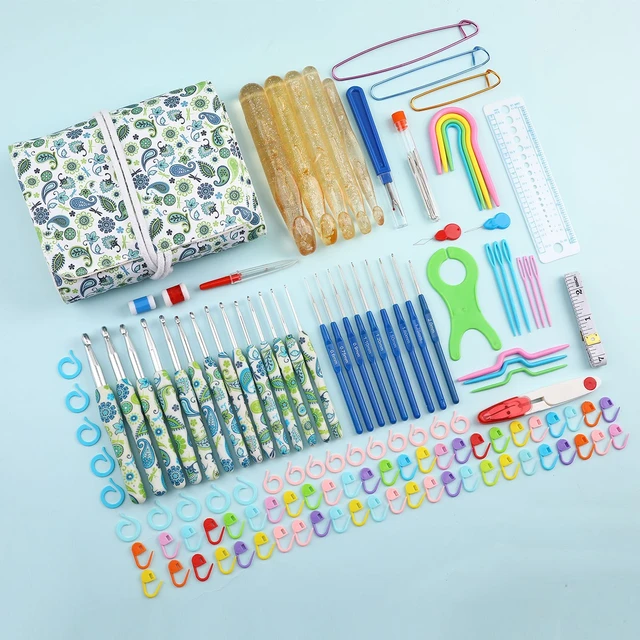 Crochet Hook Set With Case Weave Yarn Needle Kit Wtih Scissors Stitch  Markers