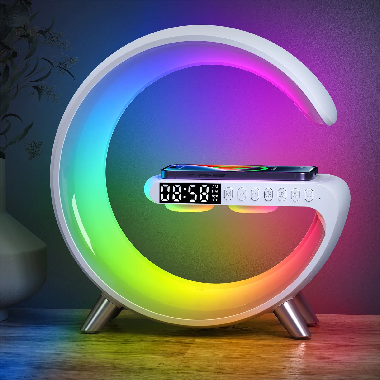 MultifunctionalWirelessChargerAlarmClockSpeakerAPPControlRGB