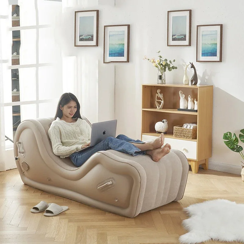 Simple Lazy Sofa Lounge Chair Fully Automatic Outdoor Portable Air Cushion PVC Inflatable Sofa Chair 170X63X68cm inflatable sofa bed