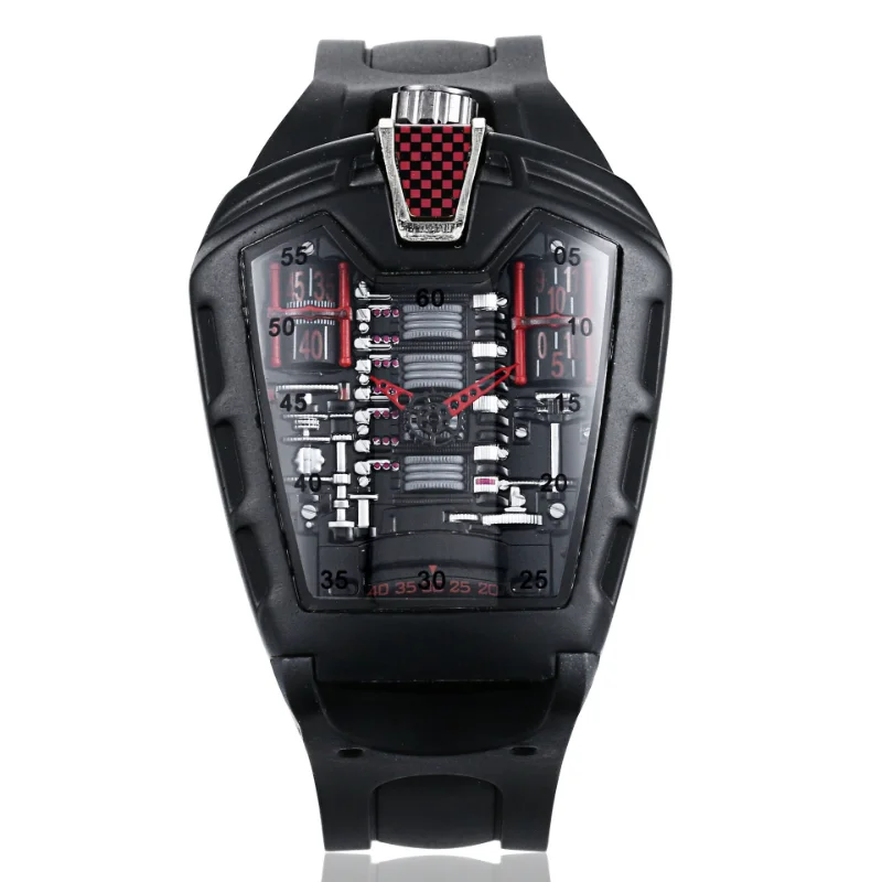 

New Men's Watch Sports Car Concept Racing Mechanical Style Six-Cylinder Engine Compartment Watch Men's Trendy Fashion Watches