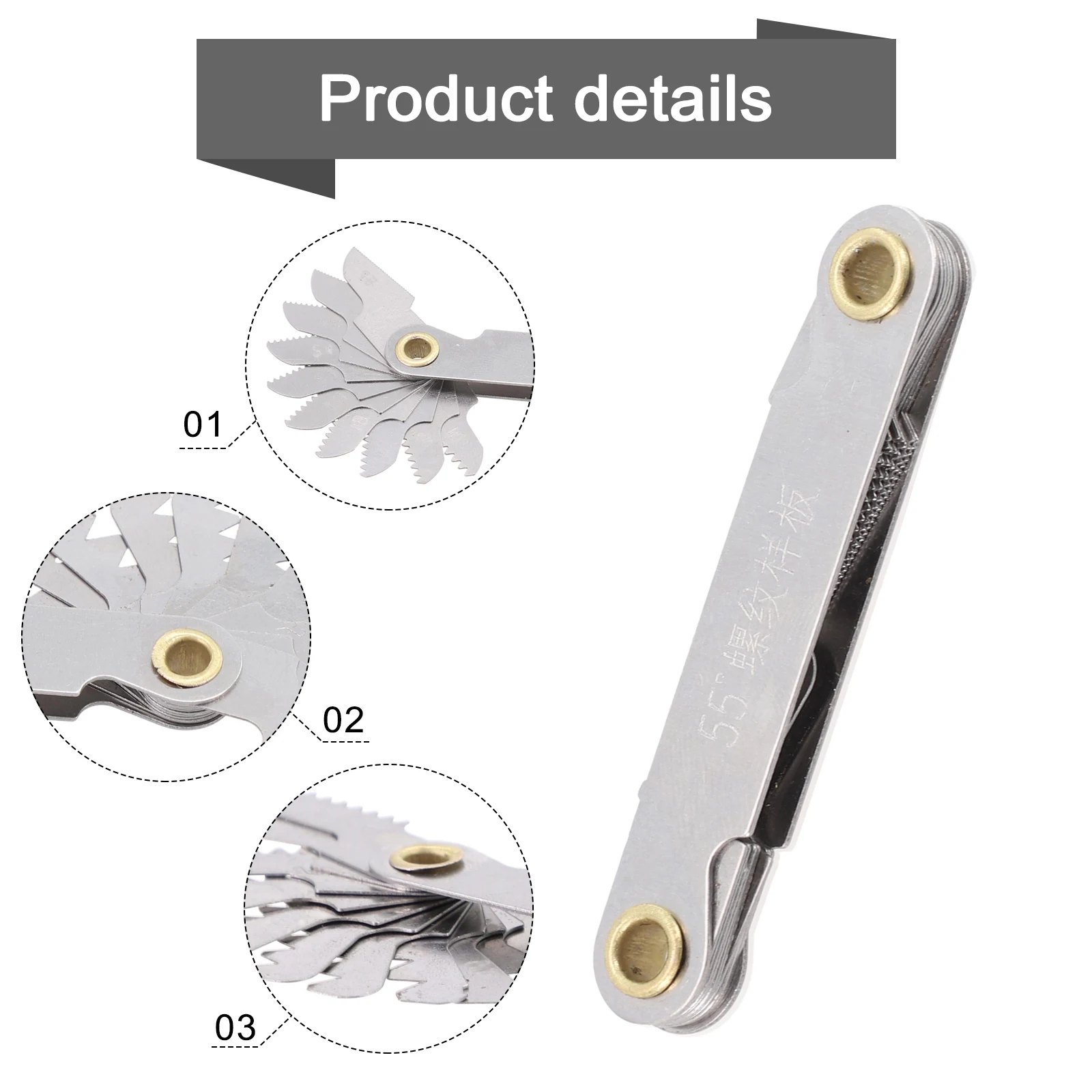 Thread Pitch Cutting Gauge Tool Set 55 And 60&deg; Inch And Metric Thread Gauge Template Blade Measuring Tool 1Pcs