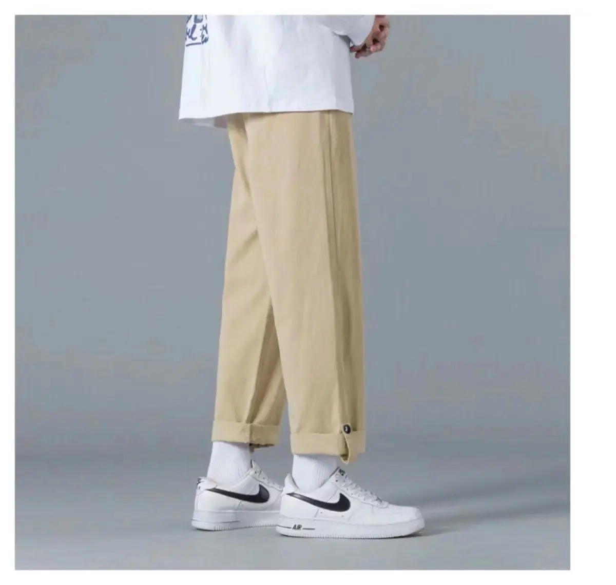 Description Picture 4 of itemSolid Color Overalls Pants Men's Spring and Autumn Loose Straight Trend Trousers All-match Summer Casual Pants