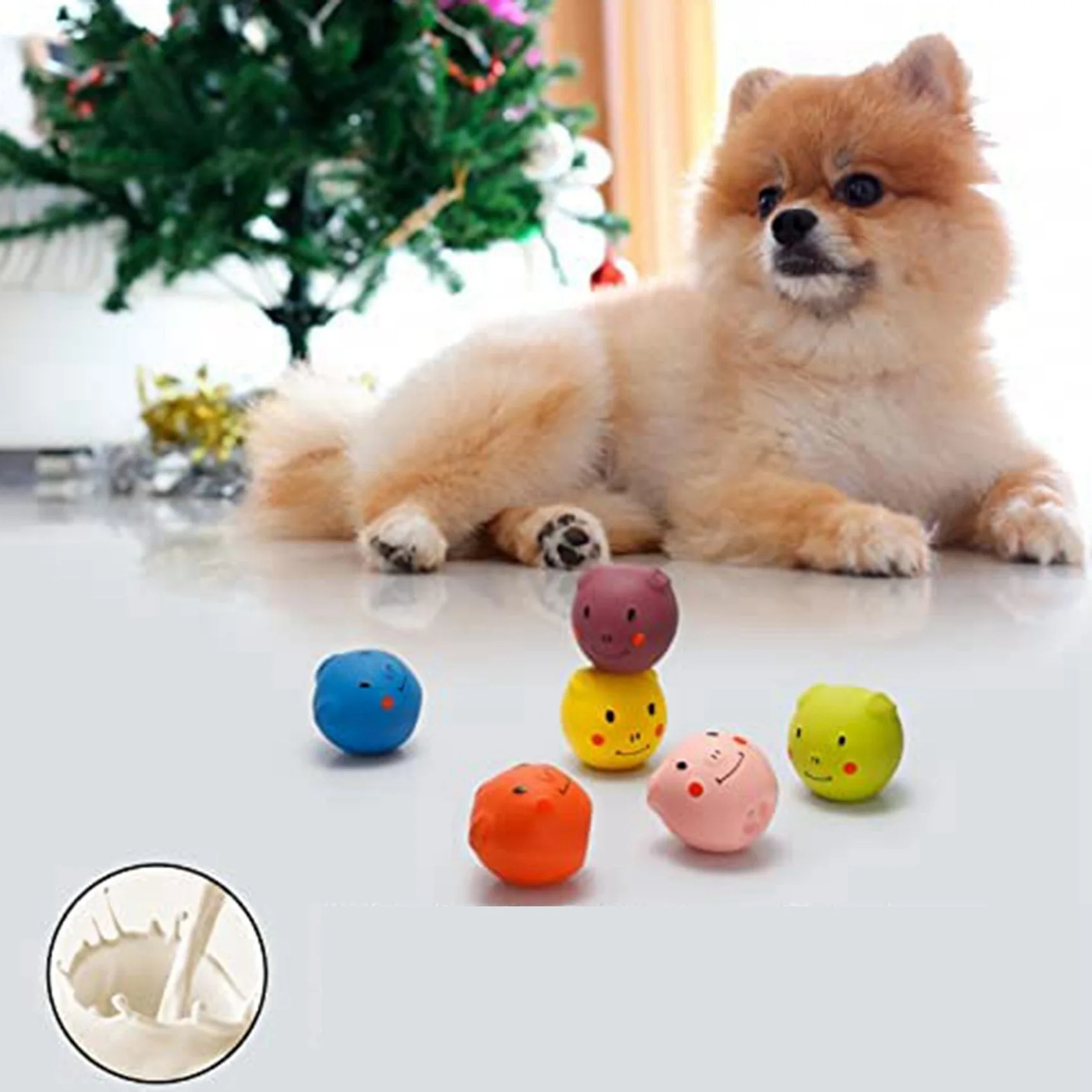 

Squeaky Dog Toys -Cute Funny Pigge Latex Dog Balls for Small Puppy and Medium Pets Dogs (6 Pack)