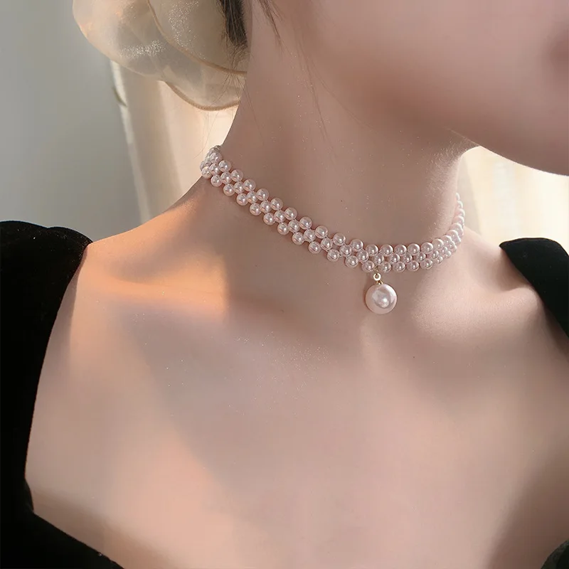 

Pearl braided choker new South Korean design feeling clavicle chain fashion personality summer women free shipping