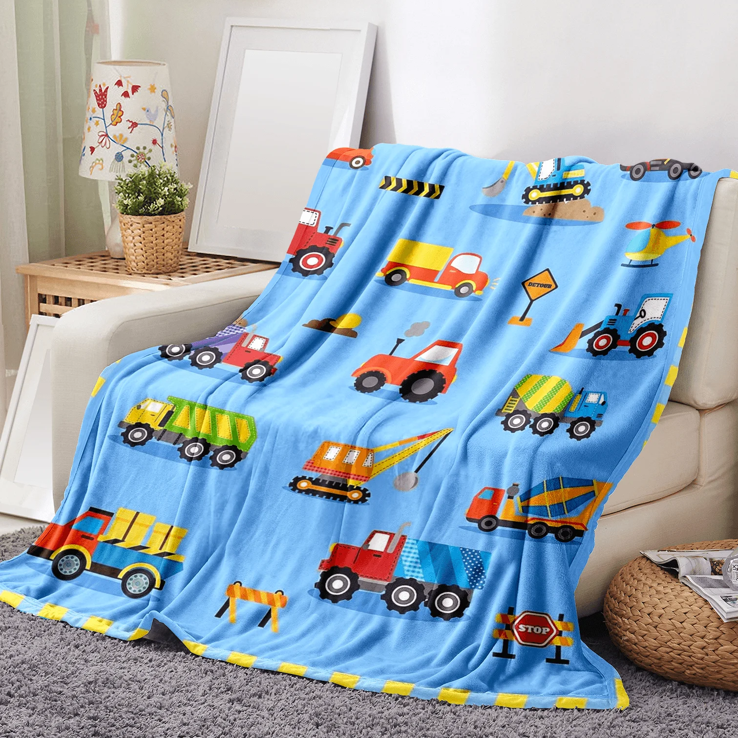 Construction Fleece Blanket,Throw, Bedspread 3