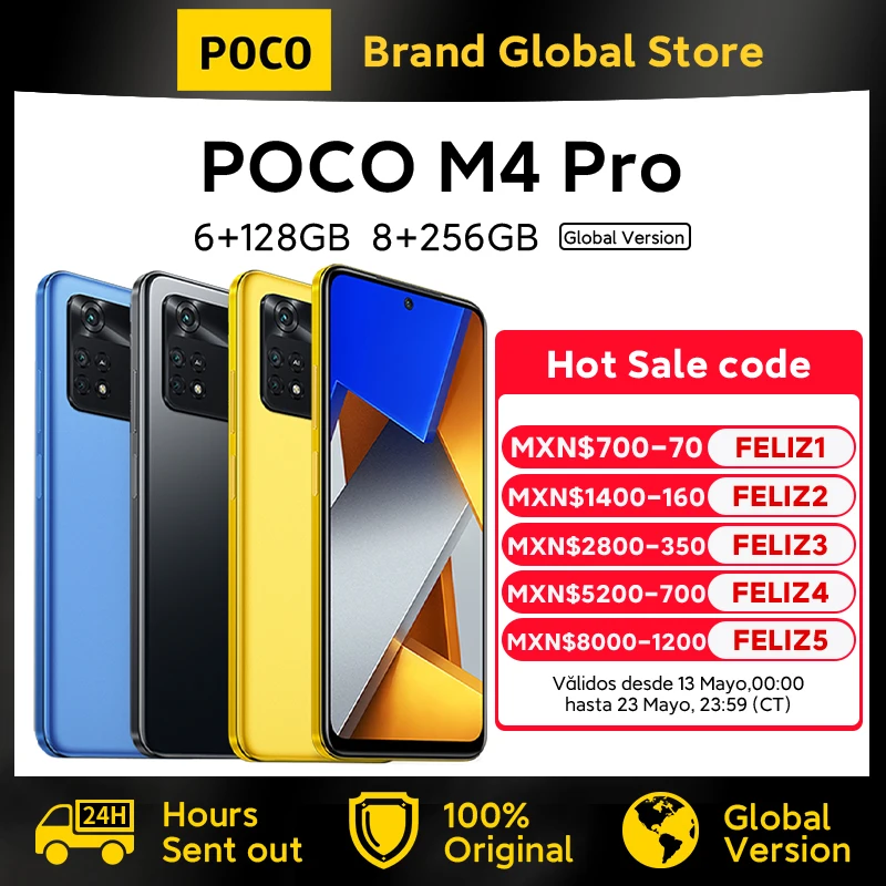 

POCO M4 Pro 4G 128GB/256GB Global Version Smartphone Helio G96 Octa Core 90Hz AMOLED DotDisplay NFC 33W Fast Charge 64MP Camera