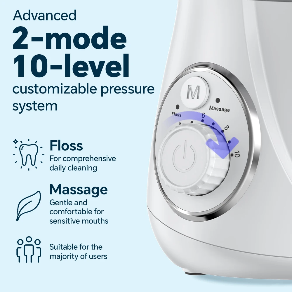 Electric Water Flosser Oral Irrigator, Electric Dental Cleaner with 600ML Capacity, 2 Modes, 10 Adjustable Pressure & 5 Jet Tips