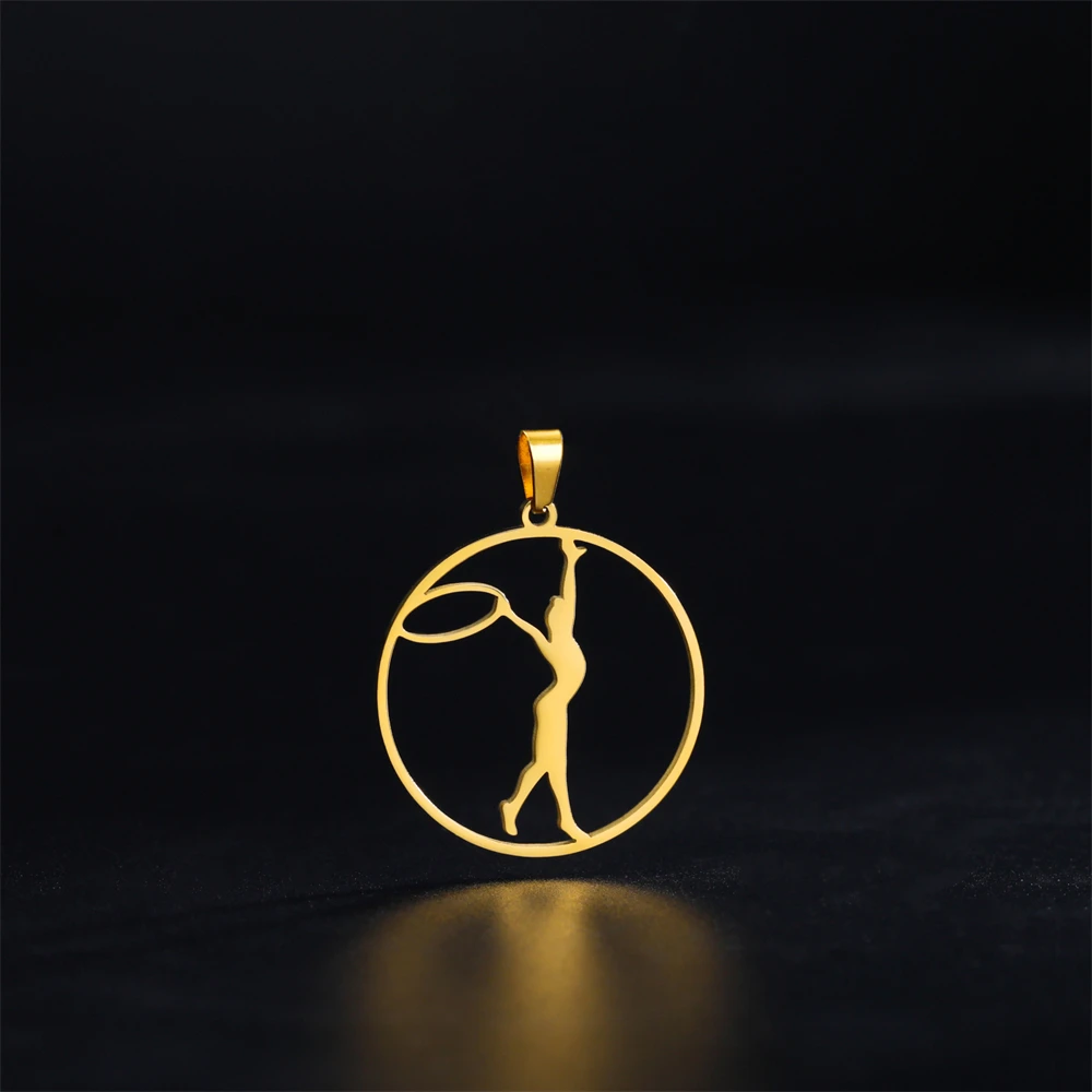 Figur Gymnastik Kreis Übung Charms für Schmuck machen Edelstahl Turner Sport DIY Halskette Schlüssel bund Anhänger Zubehör – Detail 3