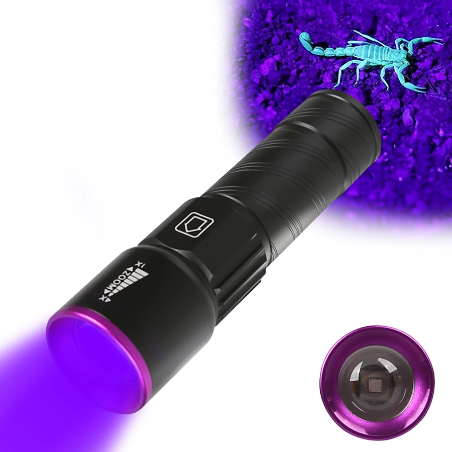 Portable UV Flashlight UV395NM Zoomable ABS Torch...