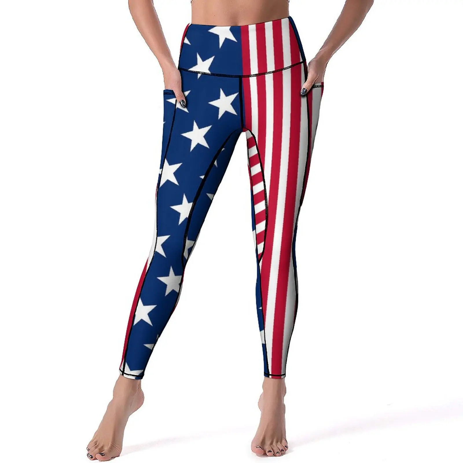 

USA Flag Yoga Pants American Stars and Stripes Leggings Sexy Push Up Fashion Yoga Sport Legging Stretchy Design Work Out Leggins