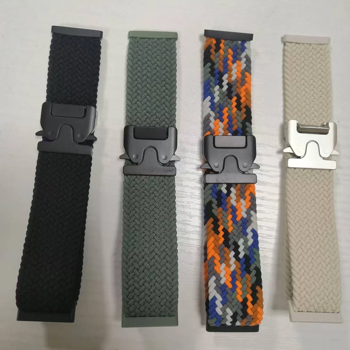 Braided Loop Metal Parachute Buckle Nylon Elastic Strap Bracelet