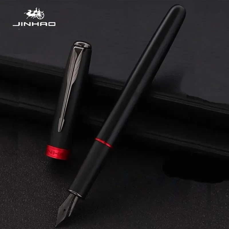 Premium Metal Black and Red Fountain Pen - Luxury Writing Instrument for Office and School Supplies